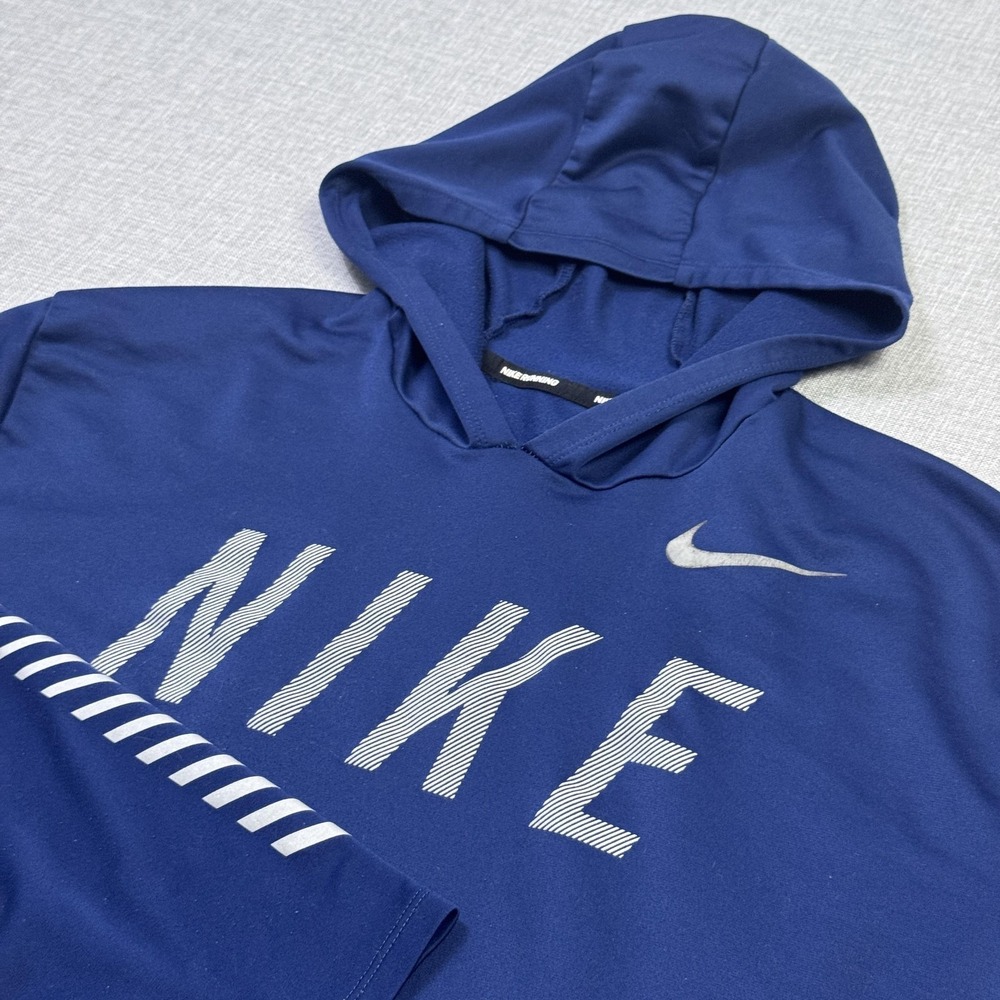Nike Running Hoodie Mens 2XL Blue Pullover Performance Graphic Long Sleeve